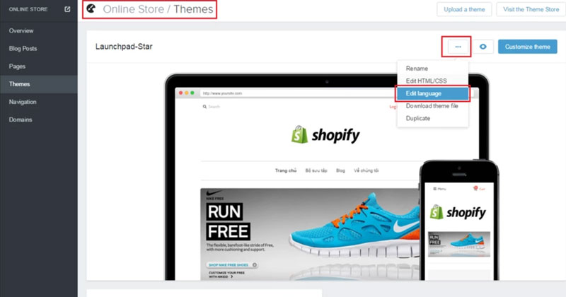 Cài đặt ngôn ngữ Tiếng Việt cho website sử dụng Shopify