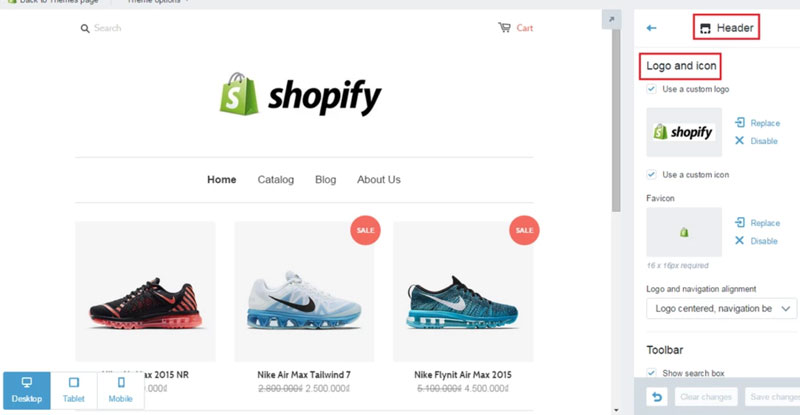 Cài đặt giao diện, logo và slideshow cho website Shopify